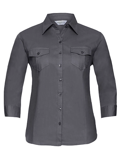 Ladies´ Roll 3/4 Sleeve Fitted Twill Shirt zum Besticken und Bedrucken in der Farbe Zinc mit Ihren Logo, Schriftzug oder Motiv.