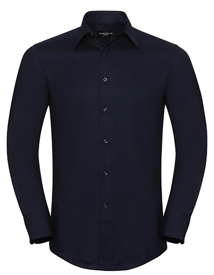 Men´s Long Sleeve Tailored Oxford Shirt zum Besticken und Bedrucken in der Farbe Bright Navy mit Ihren Logo, Schriftzug oder Motiv.