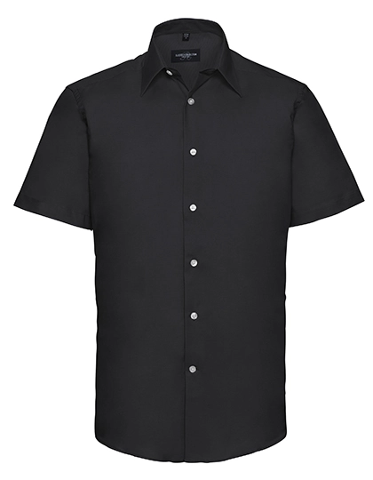 Men´s Short Sleeve Tailored Oxford Shirt zum Besticken und Bedrucken in der Farbe Black mit Ihren Logo, Schriftzug oder Motiv.