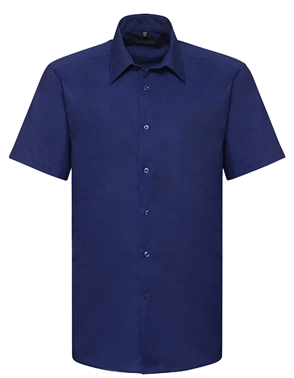 Men´s Short Sleeve Tailored Oxford Shirt zum Besticken und Bedrucken in der Farbe Bright Royal mit Ihren Logo, Schriftzug oder Motiv.