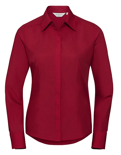 Ladies´ Long Sleeve Fitted Polycotton Poplin Shirt zum Besticken und Bedrucken in der Farbe Classic Red mit Ihren Logo, Schriftzug oder Motiv.