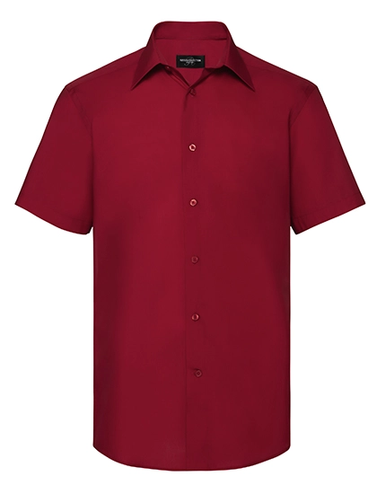 Men´s Short Sleeve Tailored Polycotton Poplin Shirt zum Besticken und Bedrucken in der Farbe Classic Red mit Ihren Logo, Schriftzug oder Motiv.