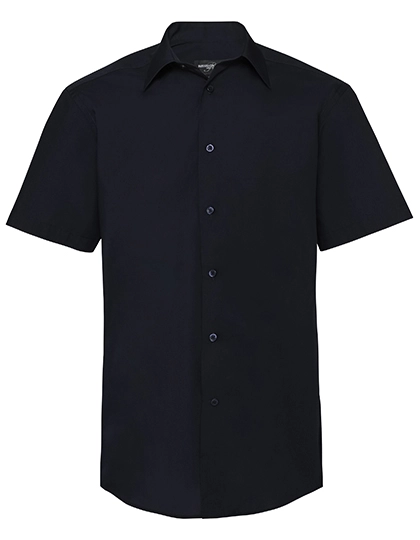 Men´s Short Sleeve Tailored Polycotton Poplin Shirt zum Besticken und Bedrucken in der Farbe French Navy mit Ihren Logo, Schriftzug oder Motiv.