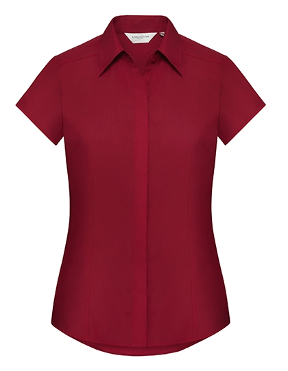 Ladies´ Cap Sleeve Fitted Polycotton Poplin Shirt zum Besticken und Bedrucken in der Farbe Classic Red mit Ihren Logo, Schriftzug oder Motiv.