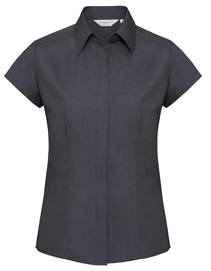 Ladies´ Cap Sleeve Fitted Polycotton Poplin Shirt zum Besticken und Bedrucken in der Farbe Convoy Grey mit Ihren Logo, Schriftzug oder Motiv.