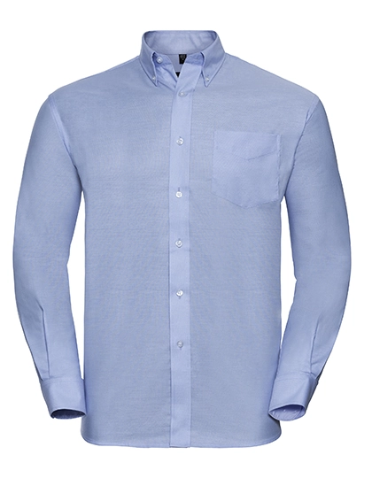 Men´s Long Sleeve Classic Oxford Shirt zum Besticken und Bedrucken in der Farbe Oxford Blue mit Ihren Logo, Schriftzug oder Motiv.