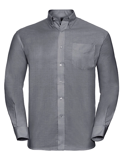 Men´s Long Sleeve Classic Oxford Shirt zum Besticken und Bedrucken in der Farbe Silver mit Ihren Logo, Schriftzug oder Motiv.