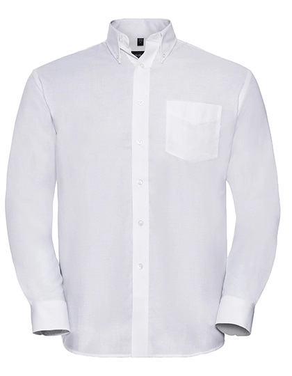 Men´s Long Sleeve Classic Oxford Shirt zum Besticken und Bedrucken in der Farbe White mit Ihren Logo, Schriftzug oder Motiv.