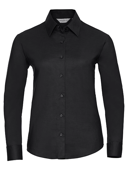 Ladies´ Long Sleeve Classic Oxford Shirt zum Besticken und Bedrucken in der Farbe Black mit Ihren Logo, Schriftzug oder Motiv.