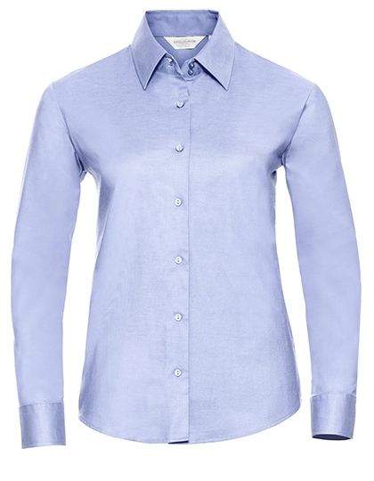 Ladies´ Long Sleeve Classic Oxford Shirt zum Besticken und Bedrucken in der Farbe Oxford Blue mit Ihren Logo, Schriftzug oder Motiv.