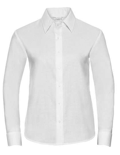 Ladies´ Long Sleeve Classic Oxford Shirt zum Besticken und Bedrucken in der Farbe White mit Ihren Logo, Schriftzug oder Motiv.