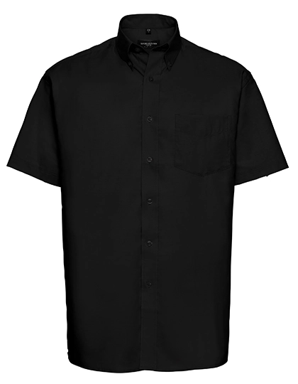 Men´s Short Sleeve  Classic Oxford Shirt zum Besticken und Bedrucken in der Farbe Black mit Ihren Logo, Schriftzug oder Motiv.