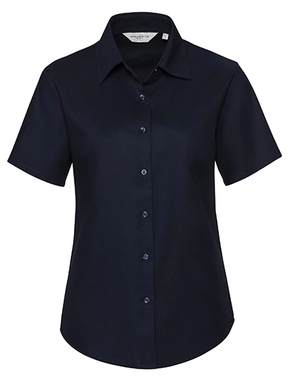 Ladies´ Short Sleeve Classic Oxford Shirt zum Besticken und Bedrucken in der Farbe Bright Navy mit Ihren Logo, Schriftzug oder Motiv.