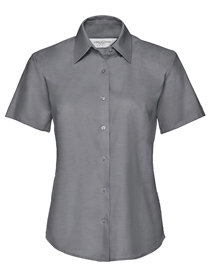 Ladies´ Short Sleeve Classic Oxford Shirt zum Besticken und Bedrucken in der Farbe Silver mit Ihren Logo, Schriftzug oder Motiv.