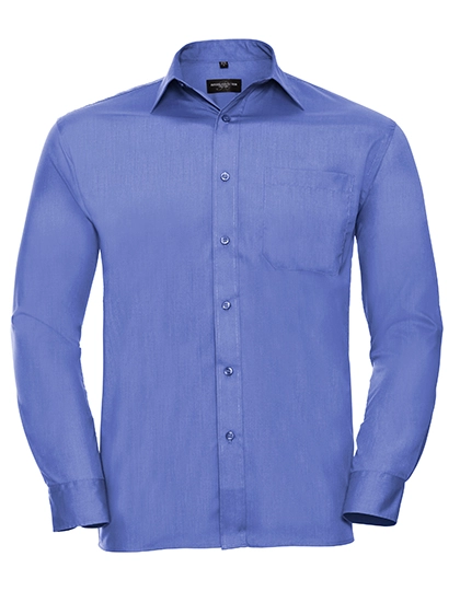 Men´s Long Sleeve Classic Polycotton Poplin Shirt zum Besticken und Bedrucken in der Farbe Corporate Blue mit Ihren Logo, Schriftzug oder Motiv.