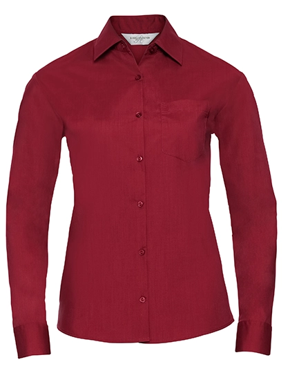 Ladies´ Long Sleeve Classic Polycotton Poplin Shirt zum Besticken und Bedrucken in der Farbe Classic Red mit Ihren Logo, Schriftzug oder Motiv.