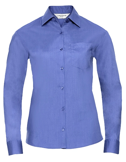 Ladies´ Long Sleeve Classic Polycotton Poplin Shirt zum Besticken und Bedrucken in der Farbe Corporate Blue mit Ihren Logo, Schriftzug oder Motiv.