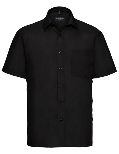 Men´s Short Sleeve Classic Polycotton Poplin Shirt zum Besticken und Bedrucken in der Farbe Black mit Ihren Logo, Schriftzug oder Motiv.