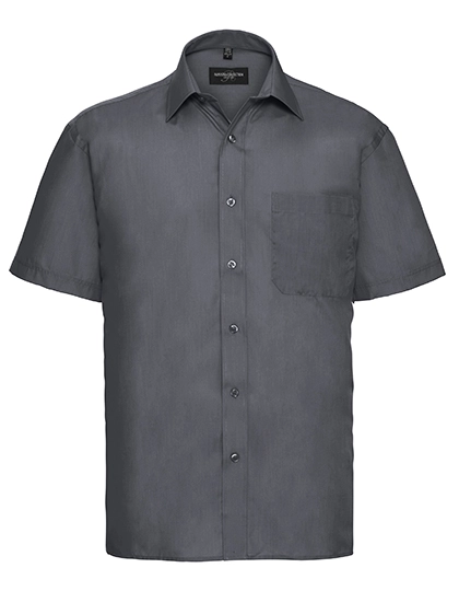 Men´s Short Sleeve Classic Polycotton Poplin Shirt zum Besticken und Bedrucken in der Farbe Convoy Grey mit Ihren Logo, Schriftzug oder Motiv.