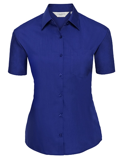 Ladies´ Short Sleeve Classic Polycotton Poplin Shirt zum Besticken und Bedrucken in der Farbe Bright Royal mit Ihren Logo, Schriftzug oder Motiv.