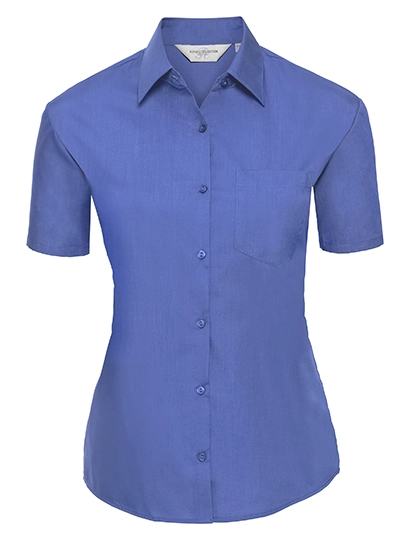 Ladies´ Short Sleeve Classic Polycotton Poplin Shirt zum Besticken und Bedrucken in der Farbe Corporate Blue mit Ihren Logo, Schriftzug oder Motiv.