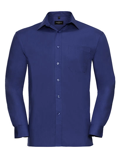 Men´s Long Sleeve Classic Pure Cotton Poplin Shirt zum Besticken und Bedrucken in der Farbe Aztec Blue mit Ihren Logo, Schriftzug oder Motiv.