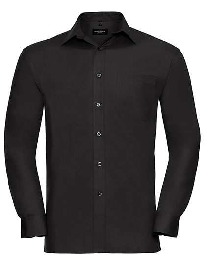 Men´s Long Sleeve Classic Pure Cotton Poplin Shirt zum Besticken und Bedrucken in der Farbe Black mit Ihren Logo, Schriftzug oder Motiv.