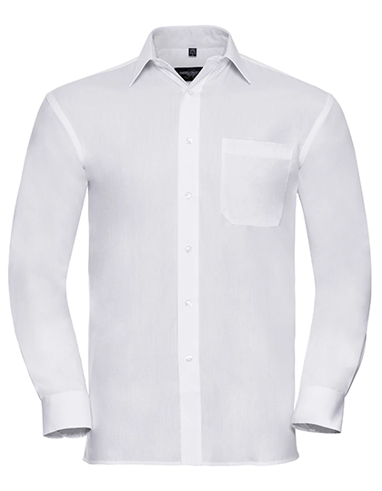Men´s Long Sleeve Classic Pure Cotton Poplin Shirt zum Besticken und Bedrucken in der Farbe White mit Ihren Logo, Schriftzug oder Motiv.