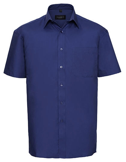Men´s Short Sleeve Classic Pure Cotton Poplin Shirt zum Besticken und Bedrucken in der Farbe Aztec Blue mit Ihren Logo, Schriftzug oder Motiv.