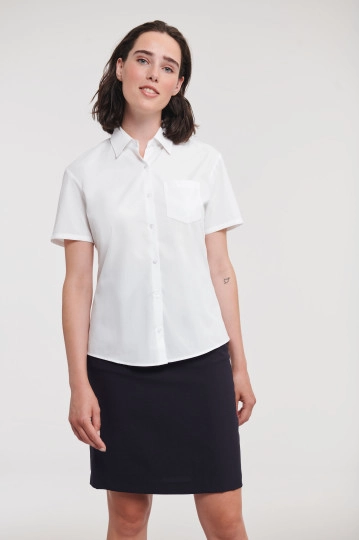 Ladies´ Short Sleeve Classic Pure Cotton Poplin Shirt zum Besticken und Bedrucken mit Ihren Logo, Schriftzug oder Motiv.