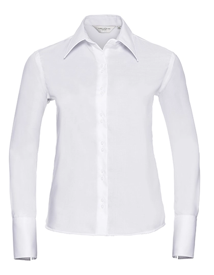 Ladies´ Long Sleeve Tailored Ultimate Non-Iron Shirt zum Besticken und Bedrucken in der Farbe White mit Ihren Logo, Schriftzug oder Motiv.