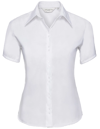 Ladies´ Short Sleeve Tailored Ultimate Non-Iron Shirt zum Besticken und Bedrucken in der Farbe White mit Ihren Logo, Schriftzug oder Motiv.