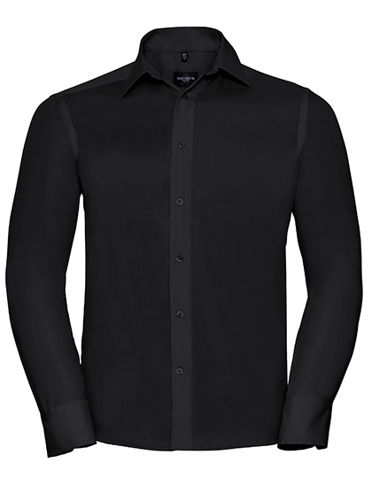 Men´s Long Sleeve Tailored Ultimate Non-Iron Shirt zum Besticken und Bedrucken in der Farbe Black mit Ihren Logo, Schriftzug oder Motiv.