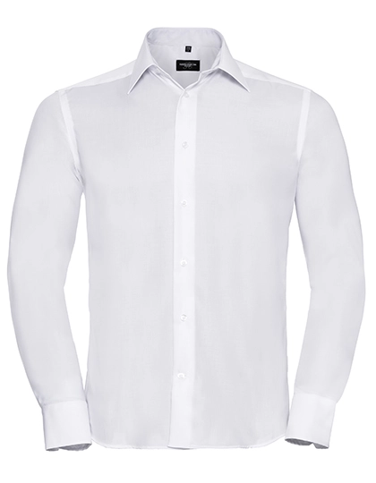Men´s Long Sleeve Tailored Ultimate Non-Iron Shirt zum Besticken und Bedrucken in der Farbe White mit Ihren Logo, Schriftzug oder Motiv.