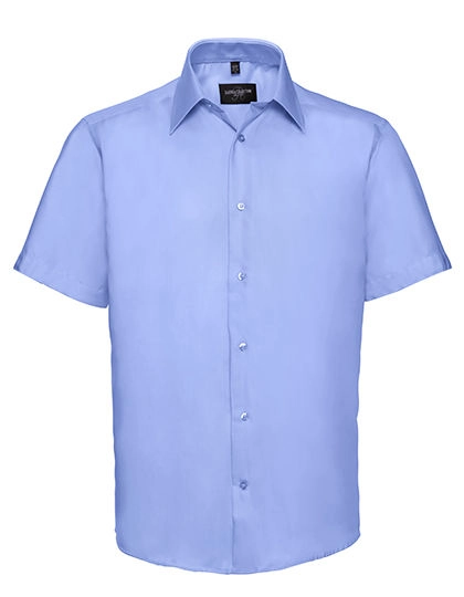 Men´s Short Sleeve Tailored Ultimate Non-Iron Shirt zum Besticken und Bedrucken in der Farbe Bright Sky mit Ihren Logo, Schriftzug oder Motiv.