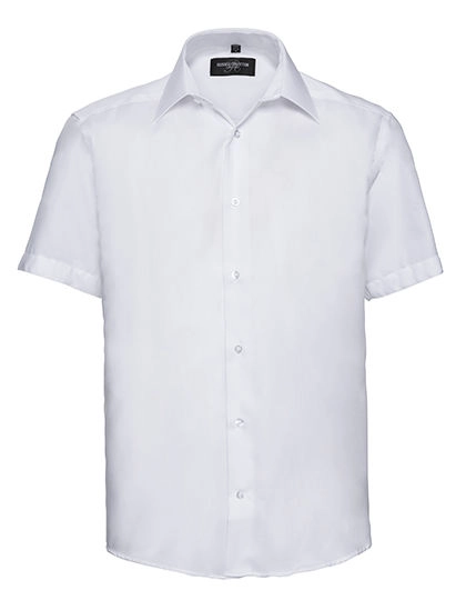 Men´s Short Sleeve Tailored Ultimate Non-Iron Shirt zum Besticken und Bedrucken in der Farbe White mit Ihren Logo, Schriftzug oder Motiv.