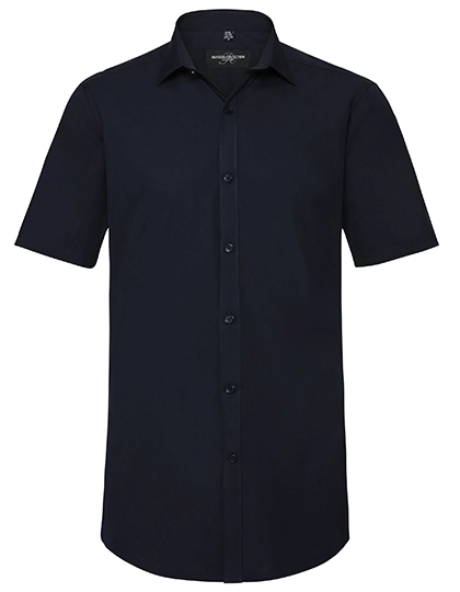 Men´s Short Sleeve Fitted Ultimate Stretch Shirt zum Besticken und Bedrucken in der Farbe Bright Navy mit Ihren Logo, Schriftzug oder Motiv.