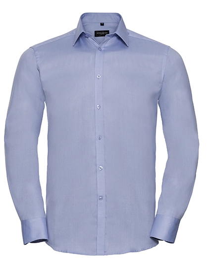 Men´s Long Sleeve Tailored Herringbone Shirt zum Besticken und Bedrucken in der Farbe Light Blue mit Ihren Logo, Schriftzug oder Motiv.