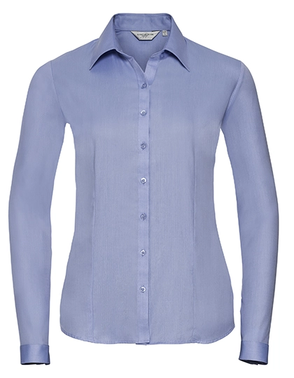 Ladies´ Long Sleeve Tailored Herringbone Shirt zum Besticken und Bedrucken in der Farbe Light Blue mit Ihren Logo, Schriftzug oder Motiv.