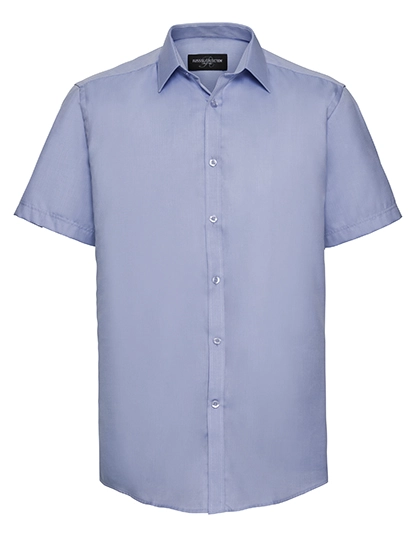 Men´s Short Sleeve Tailored Herringbone Shirt zum Besticken und Bedrucken in der Farbe Light Blue mit Ihren Logo, Schriftzug oder Motiv.