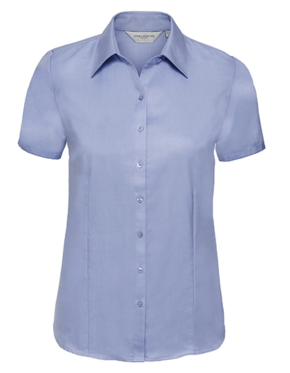 Ladies´ Short Sleeve Tailored Herringbone Shirt zum Besticken und Bedrucken in der Farbe Light Blue mit Ihren Logo, Schriftzug oder Motiv.
