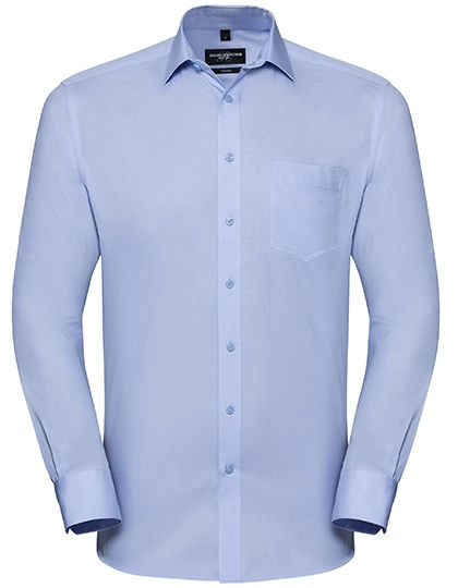 Men´s Long Sleeve Tailored Coolmax® Shirt zum Besticken und Bedrucken in der Farbe Light Blue mit Ihren Logo, Schriftzug oder Motiv.
