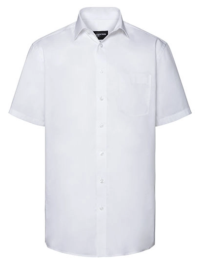 Men´s Short Sleeve Tailored Coolmax® Shirt zum Besticken und Bedrucken in der Farbe White mit Ihren Logo, Schriftzug oder Motiv.